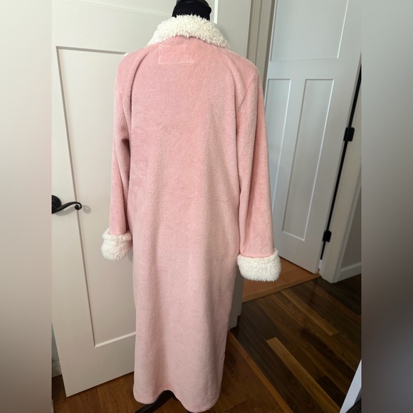 Oscar De La Renta frosted zip up long robe Pink small medium EUC house coat - Picture 4 of 7